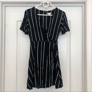 Black & white wrap dress